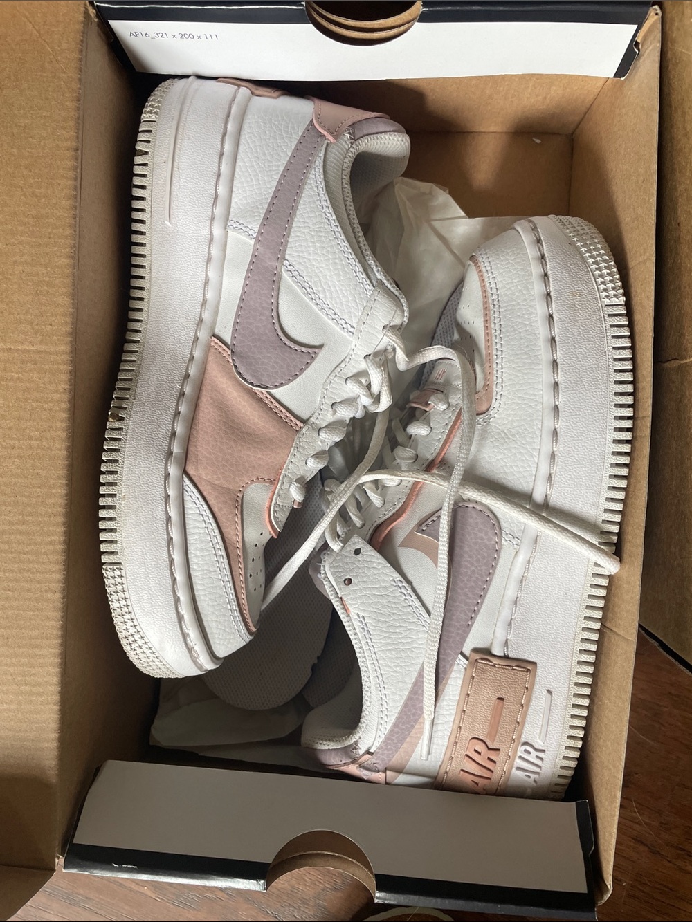 Nike Women's Low-Top Sneakers White with Pink and Mauve Accents AF1